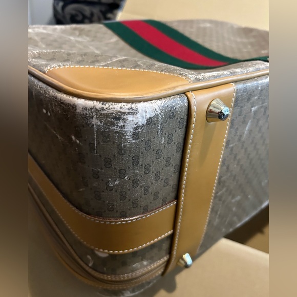 Vintage Gucci Boston Sherry Line GG Travel  Leather  suitcase - Picture 9 of 16